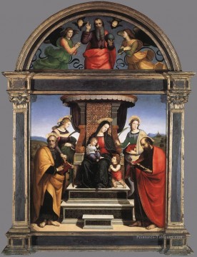  Saint Tableaux - Vierge à l’Enfant Enthousiaste des Saints 1504 Renaissance Raphaël